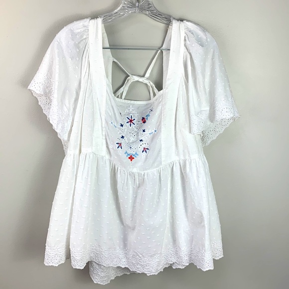 Old Navy Clip Dot / Swiss-Dot Flutter Sleeve Tie Back Top NEW! - Picture 6 of 9